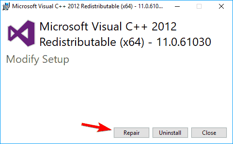 Reinstall or Repair Microsoft Visual C++ Redistributables