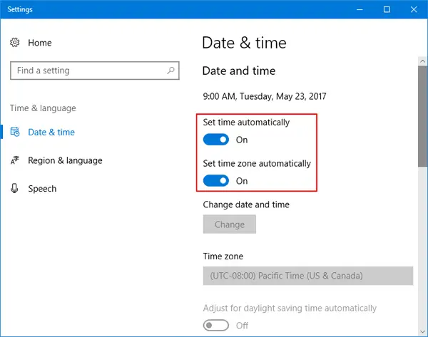 Check and Correct Time and Date Settings