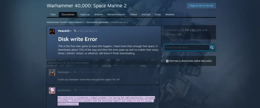 Disk Write Error Space Marine 2 - Fixes