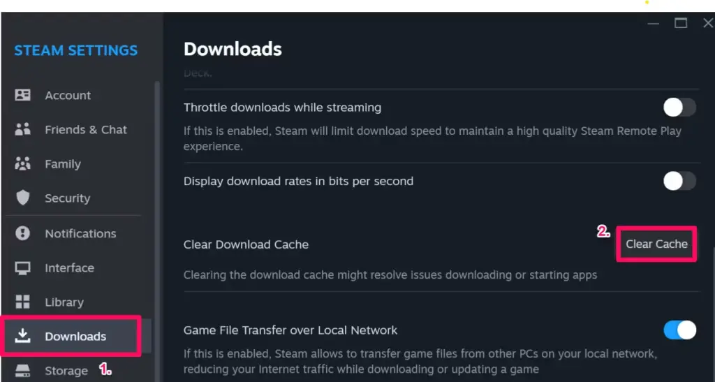 Clear Steam’s Download Cache